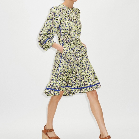 ME & EM Trailing Flower Print Fit And Flare Dress + Belt NWT - Picture 1 of 3